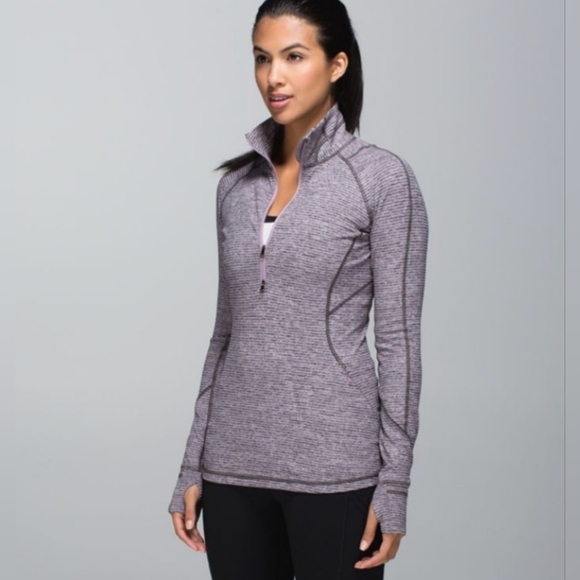 Lululemon race your pace 1/2 zip hyper stripe mauvelous heathered - Picture 1 of 16